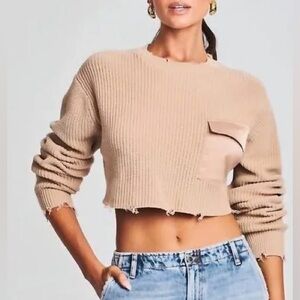 Women's Tan Crew Neck Sweater